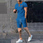 Men's casual suit short-sleeved waffle