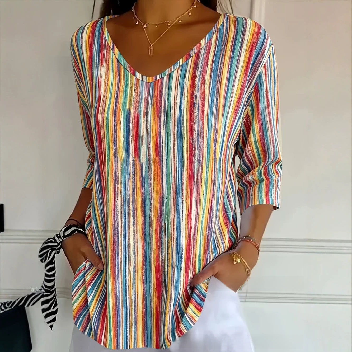 Loose Fit Mesh Sleeve Printed Shirt