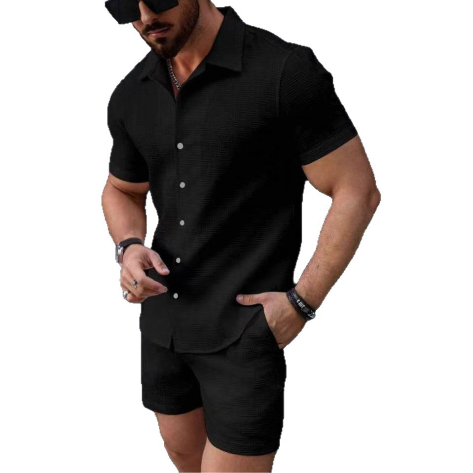 Men's vacation casual shirt and shorts set