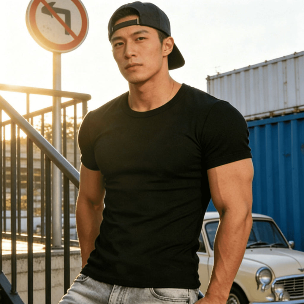 Mens Ribbed Cotton T-Shirt