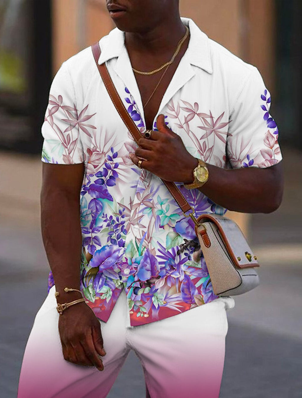 Men's Summer Casual Short-Sleeve Shirt and Shorts Set