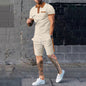 Men's casual suit short-sleeved waffle