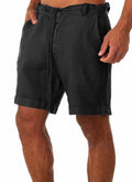 Mens Cotton Linen Drawstring Casual Shorts