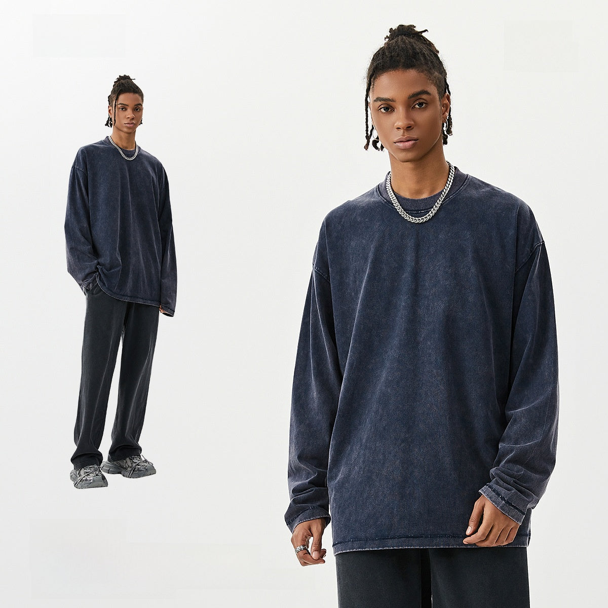 Retro men's long-sleeved T-shirt