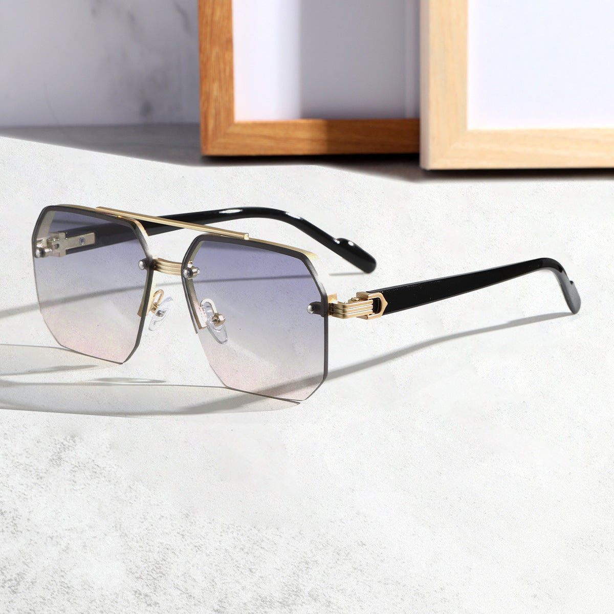 Half Frame Square Sunglasses for Men