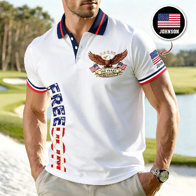 Mens Flag Print Polo Shirt