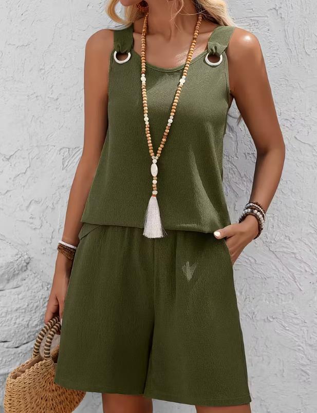 Elegant Sleeveless Top and Shorts Set