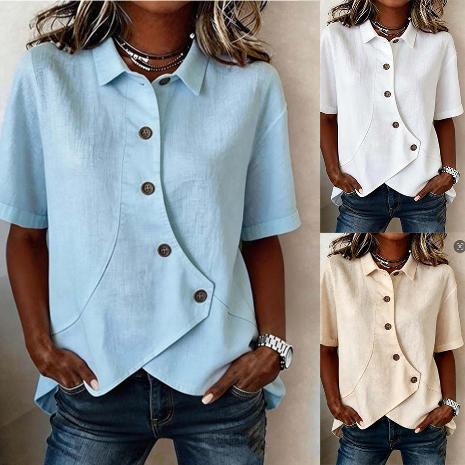 Women's Casual Solid Color Lapel Shirt