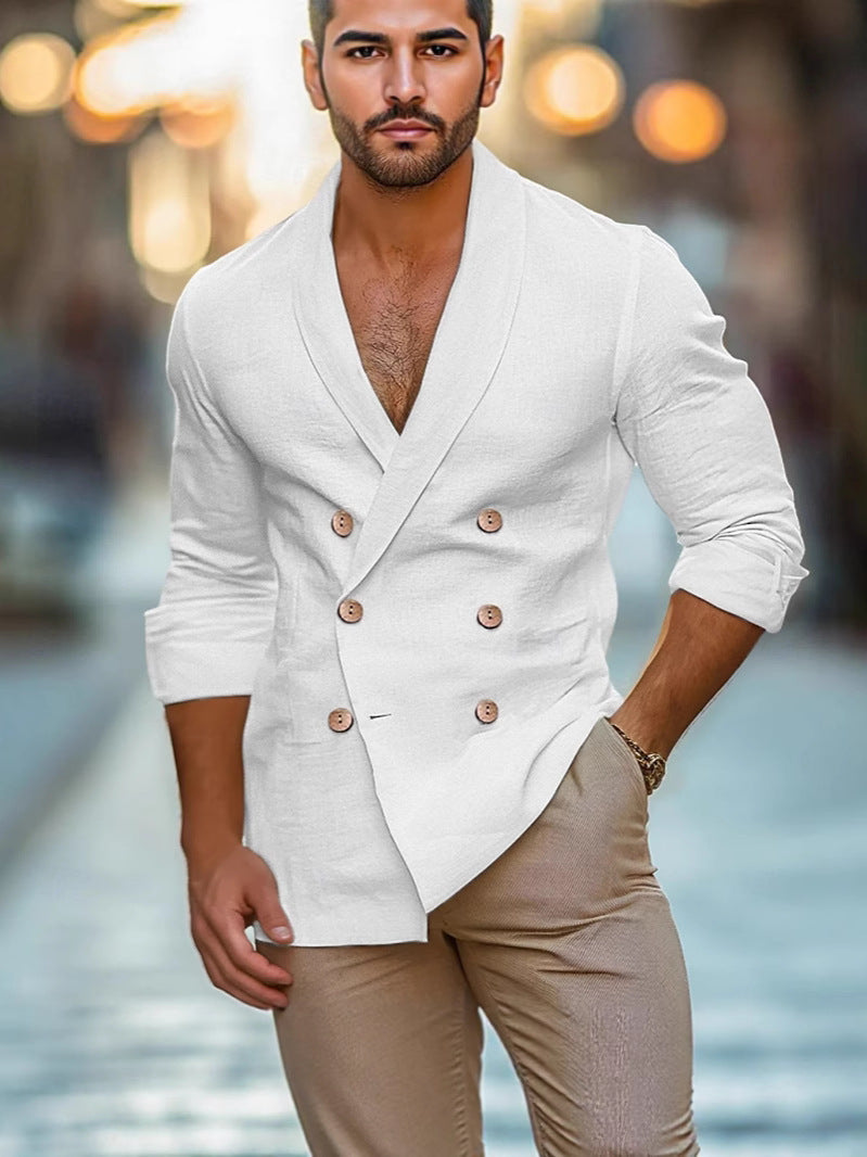 Men's Linen Blend Dress Shirt