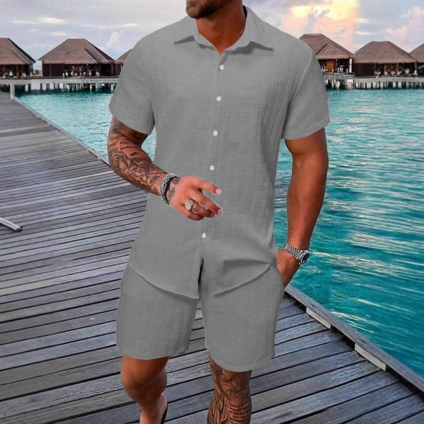 Men's vacation casual shirt and shorts set