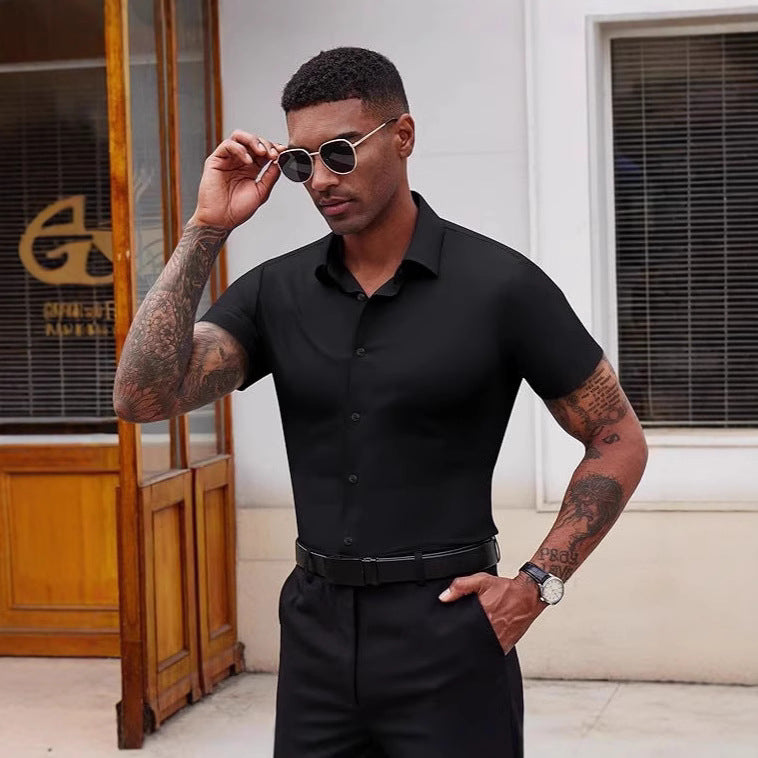 High Elasticity Seamless No-Iron Ice Silk Shirt