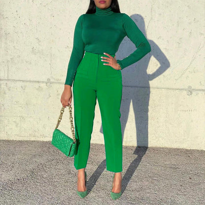 Large Size Fashionable Elegant Casual Slim High-Waisted Trousers