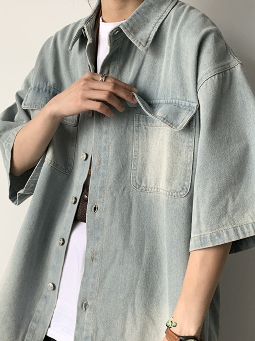 Mens Denim Short Sleeve Shirt Jacket