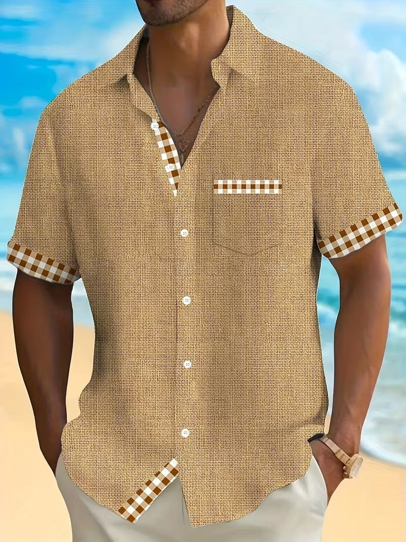 Summer European and American Printed Short-Sleeved Shirt Men's Loose Large Size Casual Lapel Shirt Top