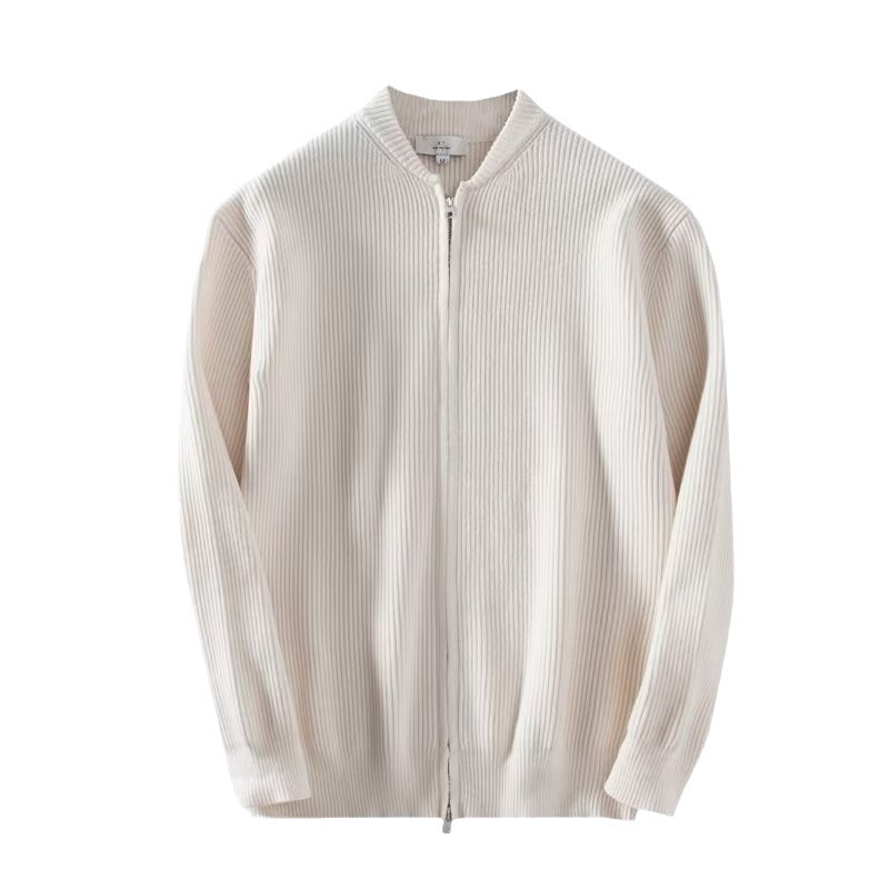 Mens Solid Color Knitted Cardigan