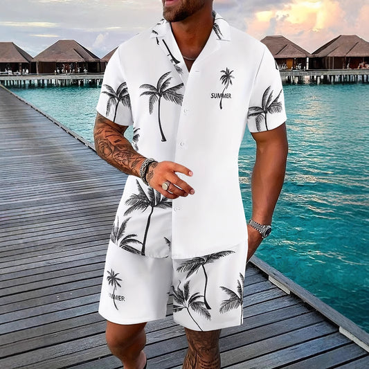 Men's 3D Printed Tropical Shirt and Shorts Set