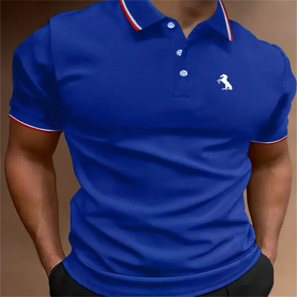 Printed buttoned short-sleeved shirt