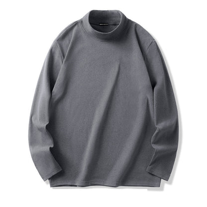 Men's Velvet Half Turtleneck Long Sleeve Shirt