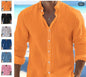 Men's Linen Long Sleeve Shirt Wrinkle Resistant Casual Wear