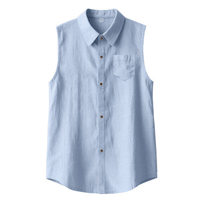Men's Sleeveless Linen Shirt Vest