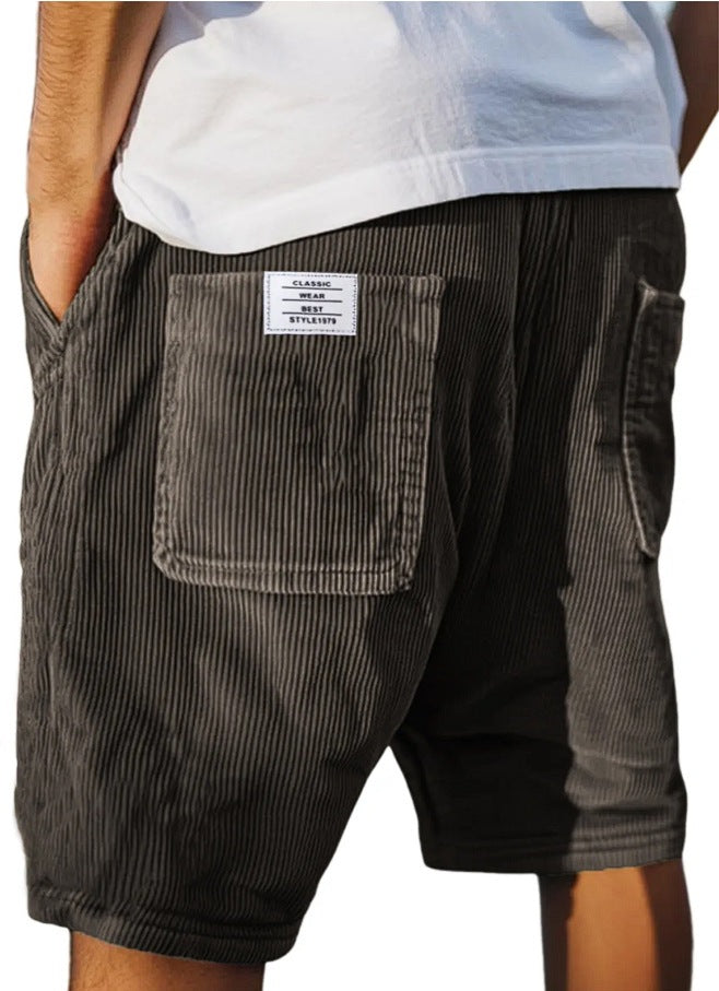 Mens Vintage Corduroy Shorts with Multiple Pockets