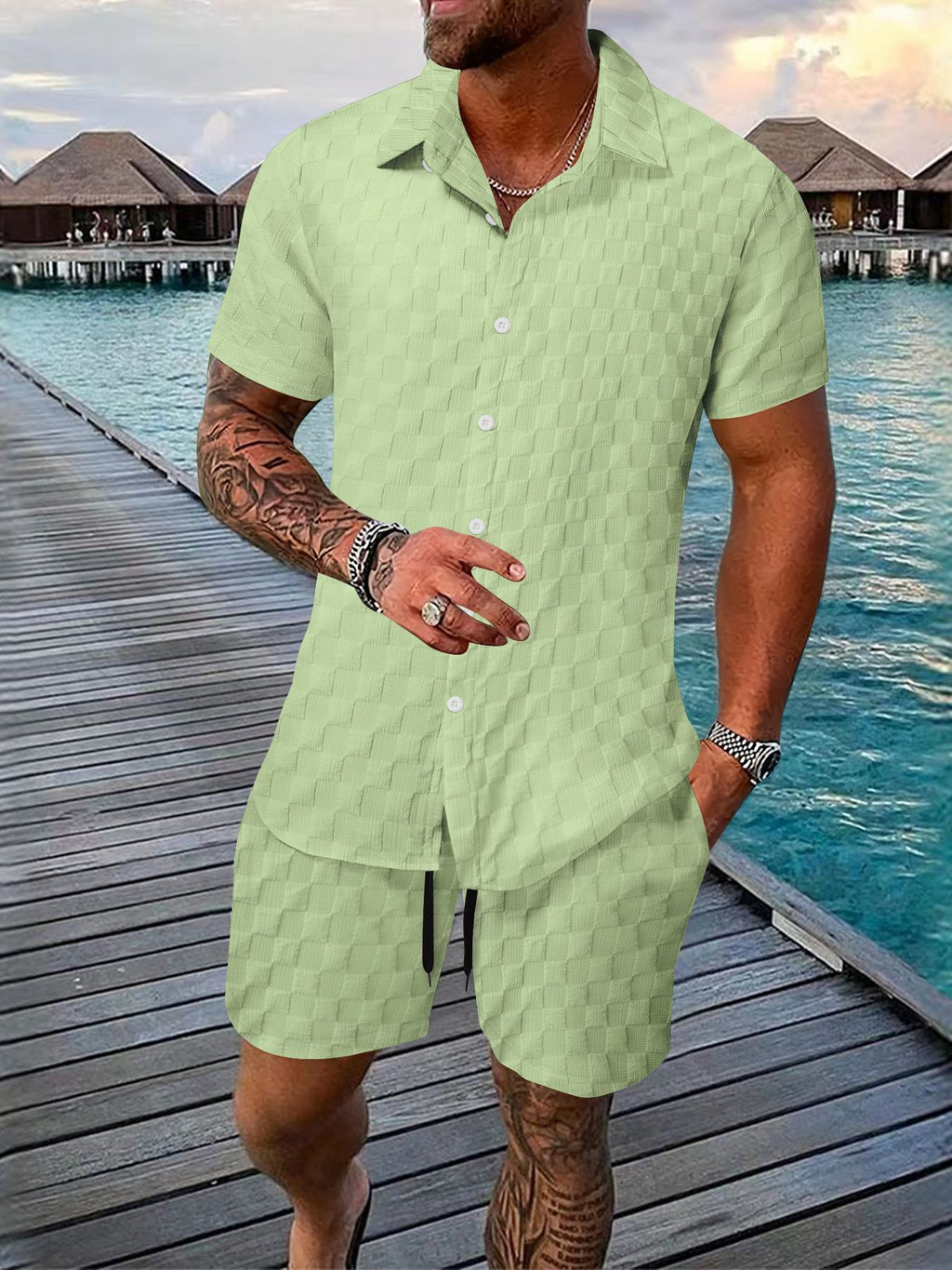 Men's Casual Summer Shirt and Shorts Set