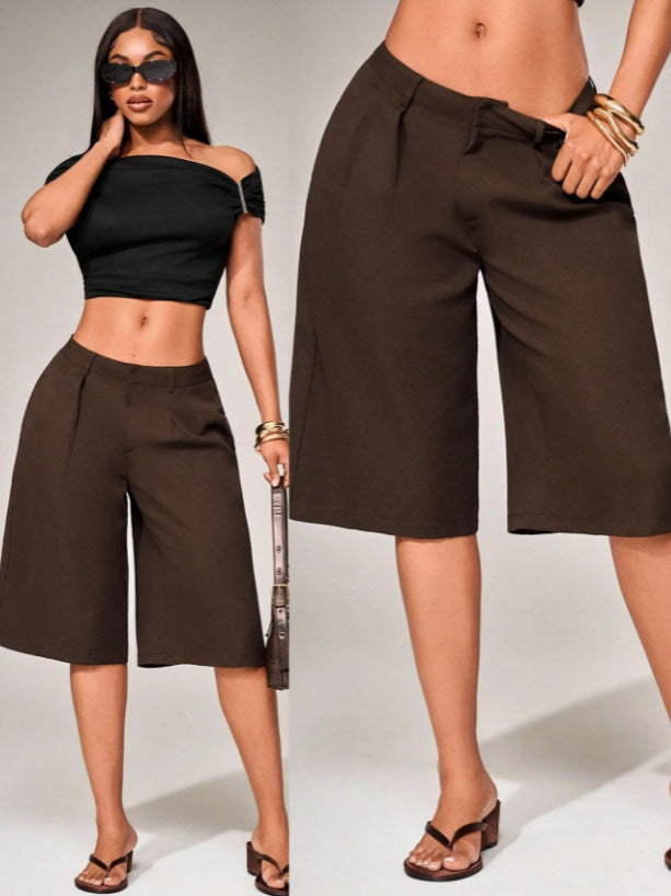 Womens High Waist Wide Leg Shorts