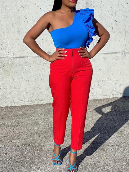 Large Size Fashionable Elegant Casual Slim High-Waisted Trousers