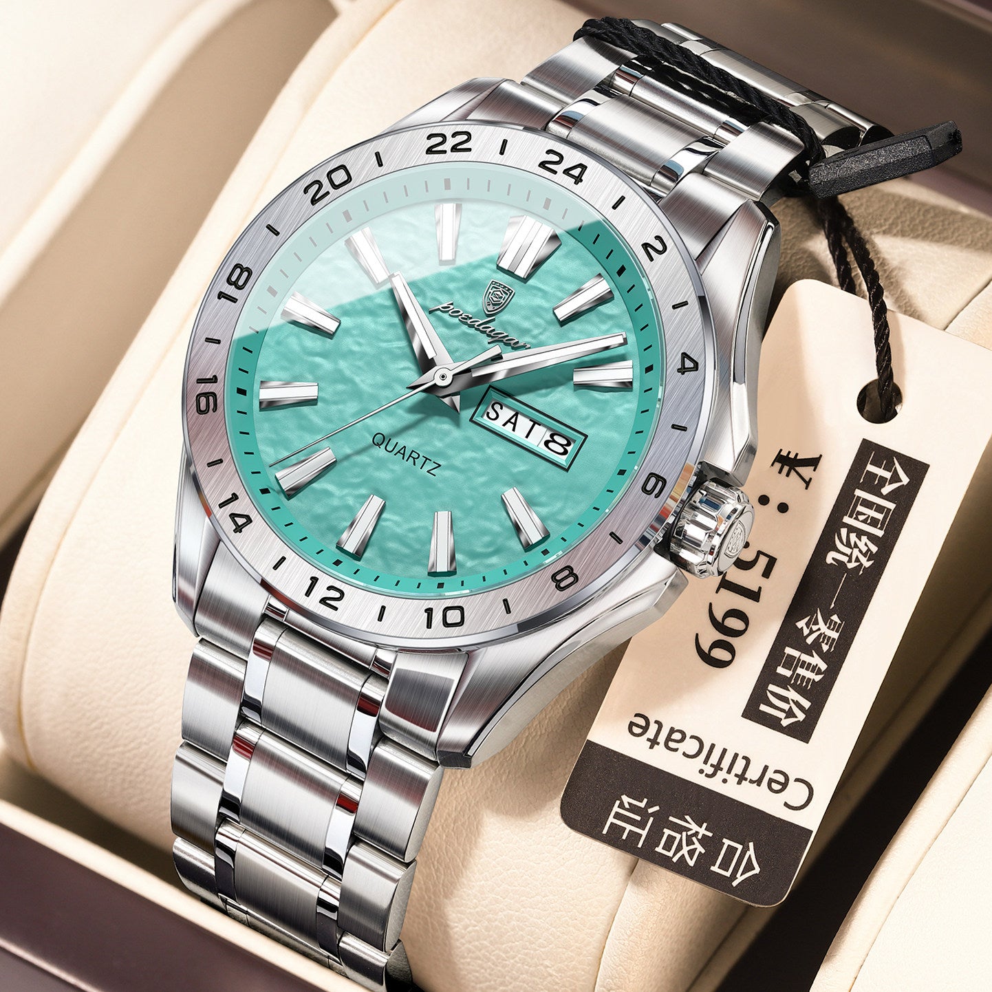 Men's Waterproof Quartz Watch with Dual Calendar