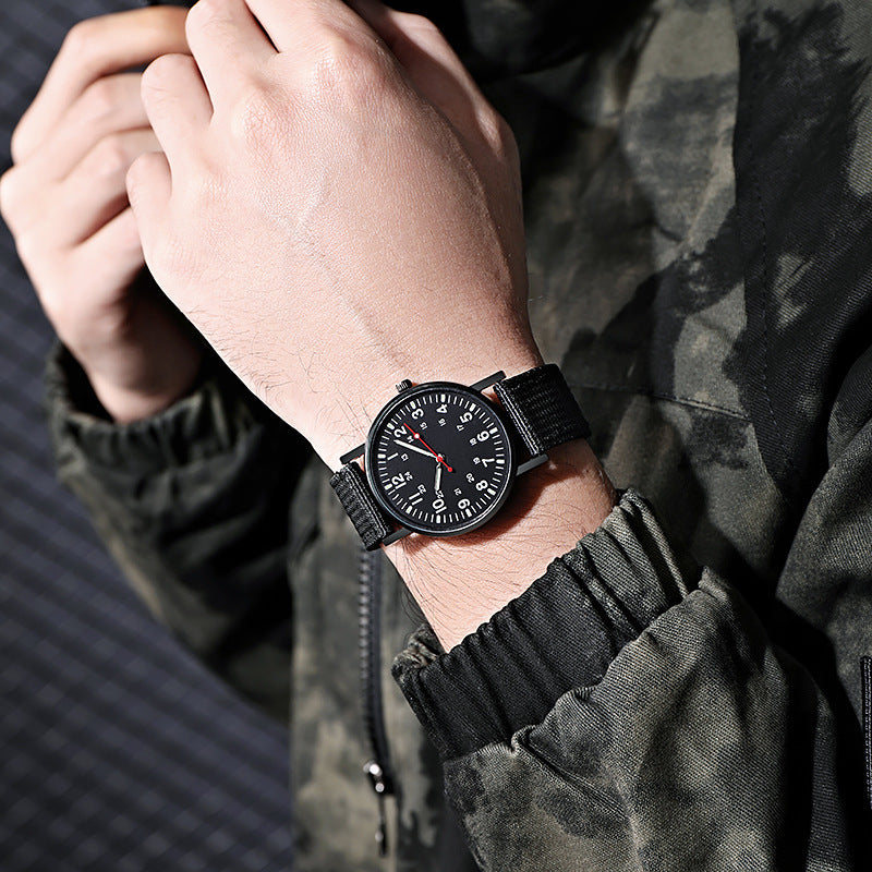 Mens Military Style Quartz Watch with Canvas Strap