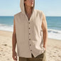Men's Linen Hooded Vest Sleeveless Casual