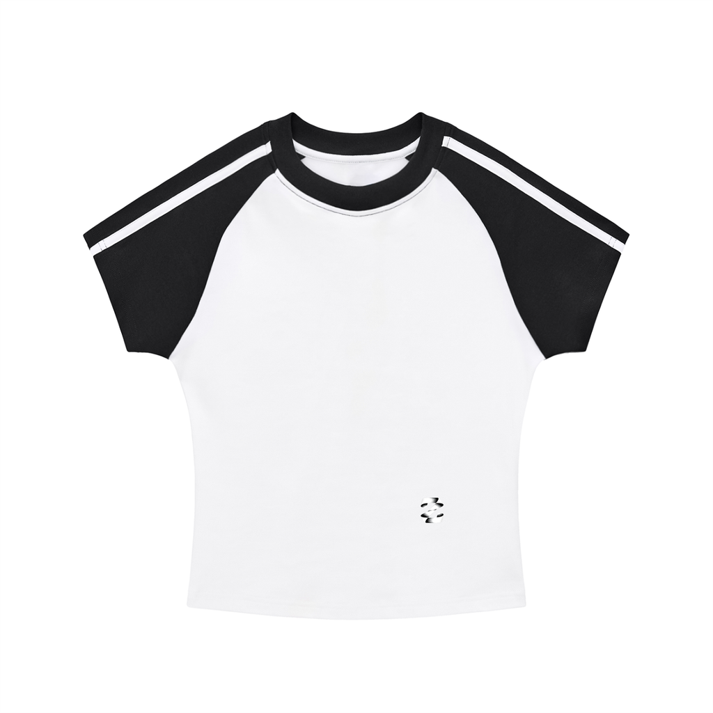 Contrast Stripes Bodycon Raglan  Sleeve T-Shirt