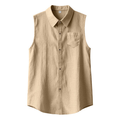 Men's Sleeveless Linen Shirt Vest