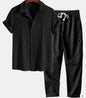 Mens Casual Short Sleeve Shirt and Long Pants Set