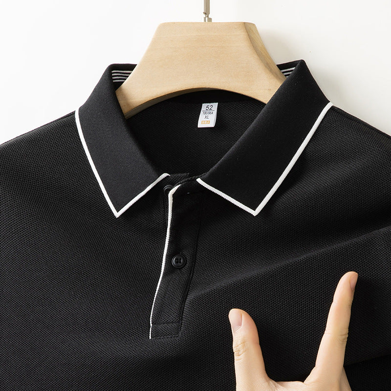 Mens Solid Color Lapel Polo Shirt