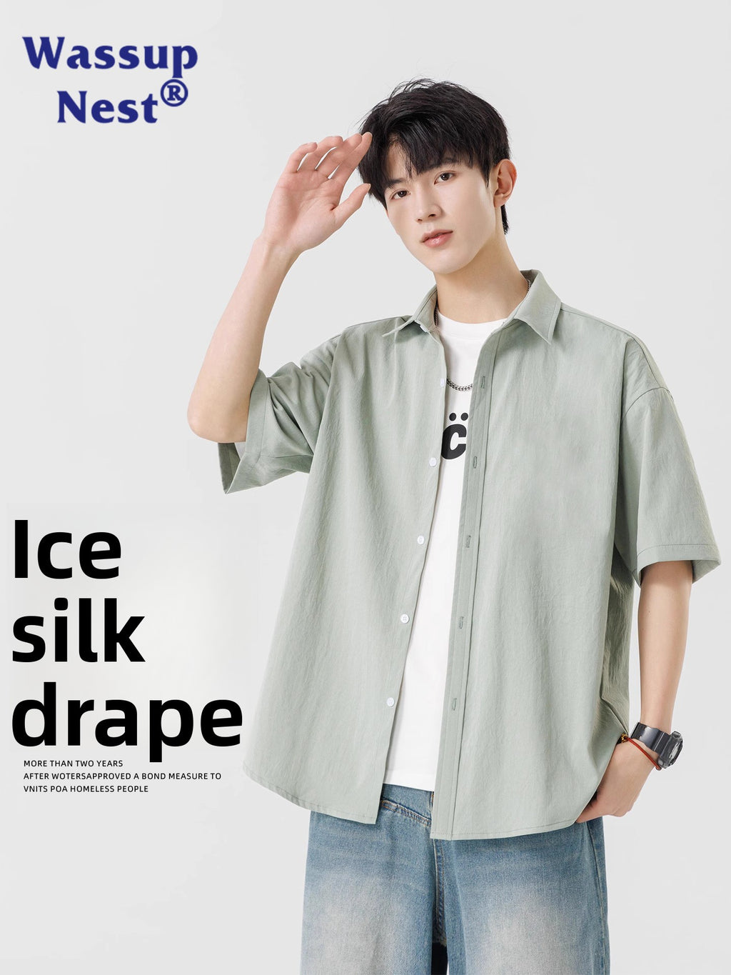 Mens Summer Ice Silk Shirt Jacket