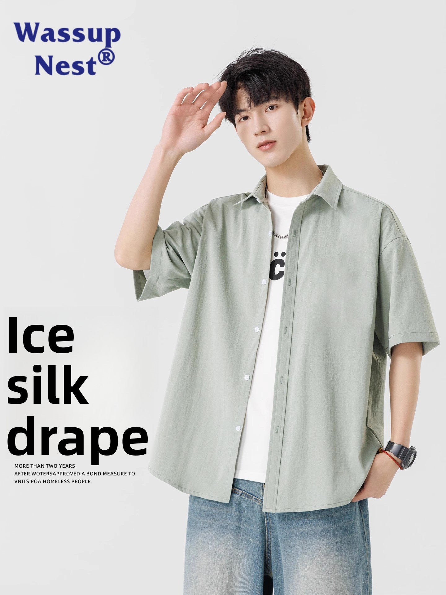 Mens Summer Ice Silk Shirt Jacket