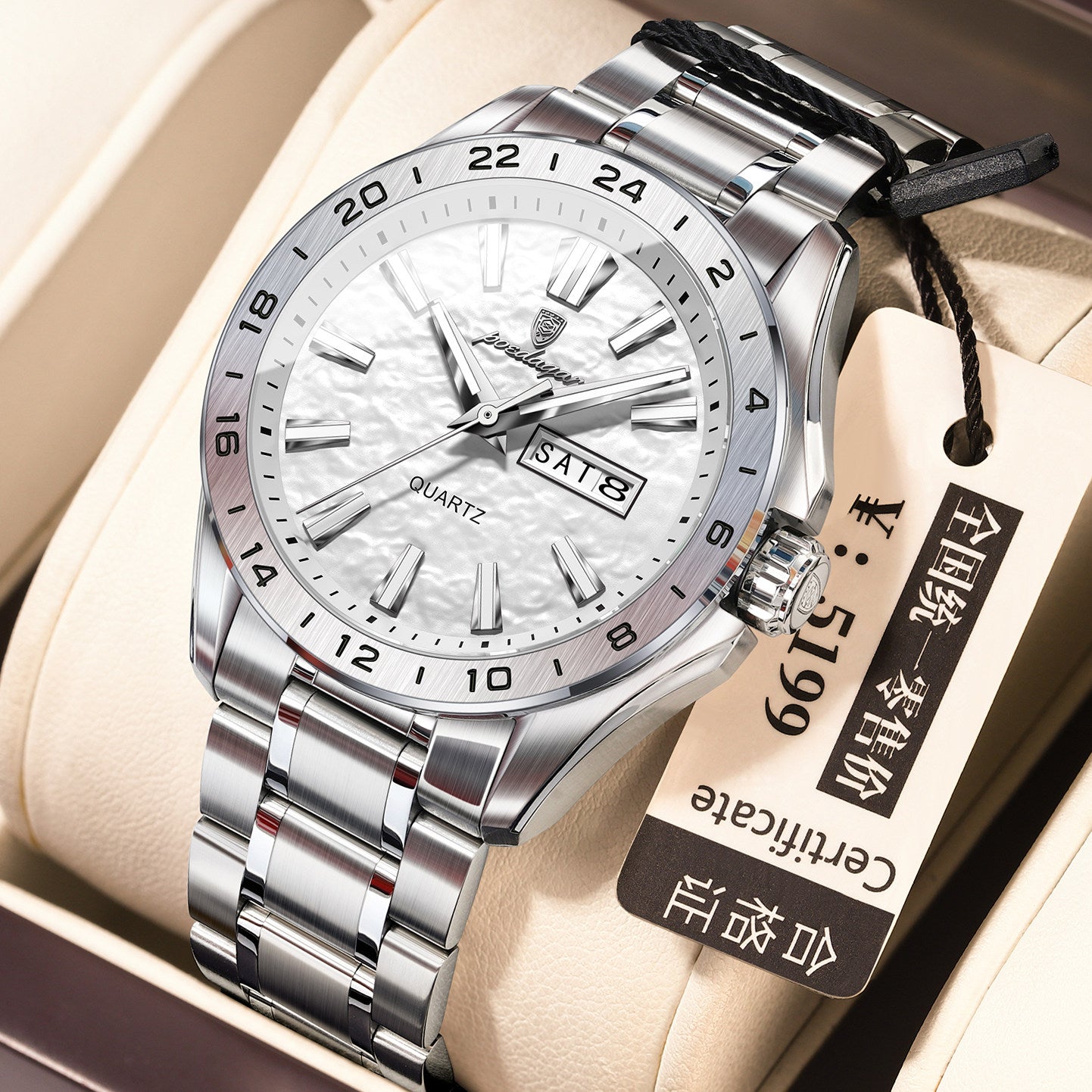 Men's Waterproof Quartz Watch with Dual Calendar