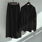 cotton and linen shirts, high-waisted loose trousers