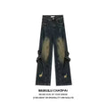Men's Stitched Wide Leg Straight Jeans