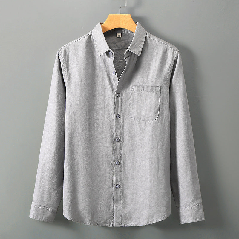 Mens Linen Long Sleeve Casual Shirt