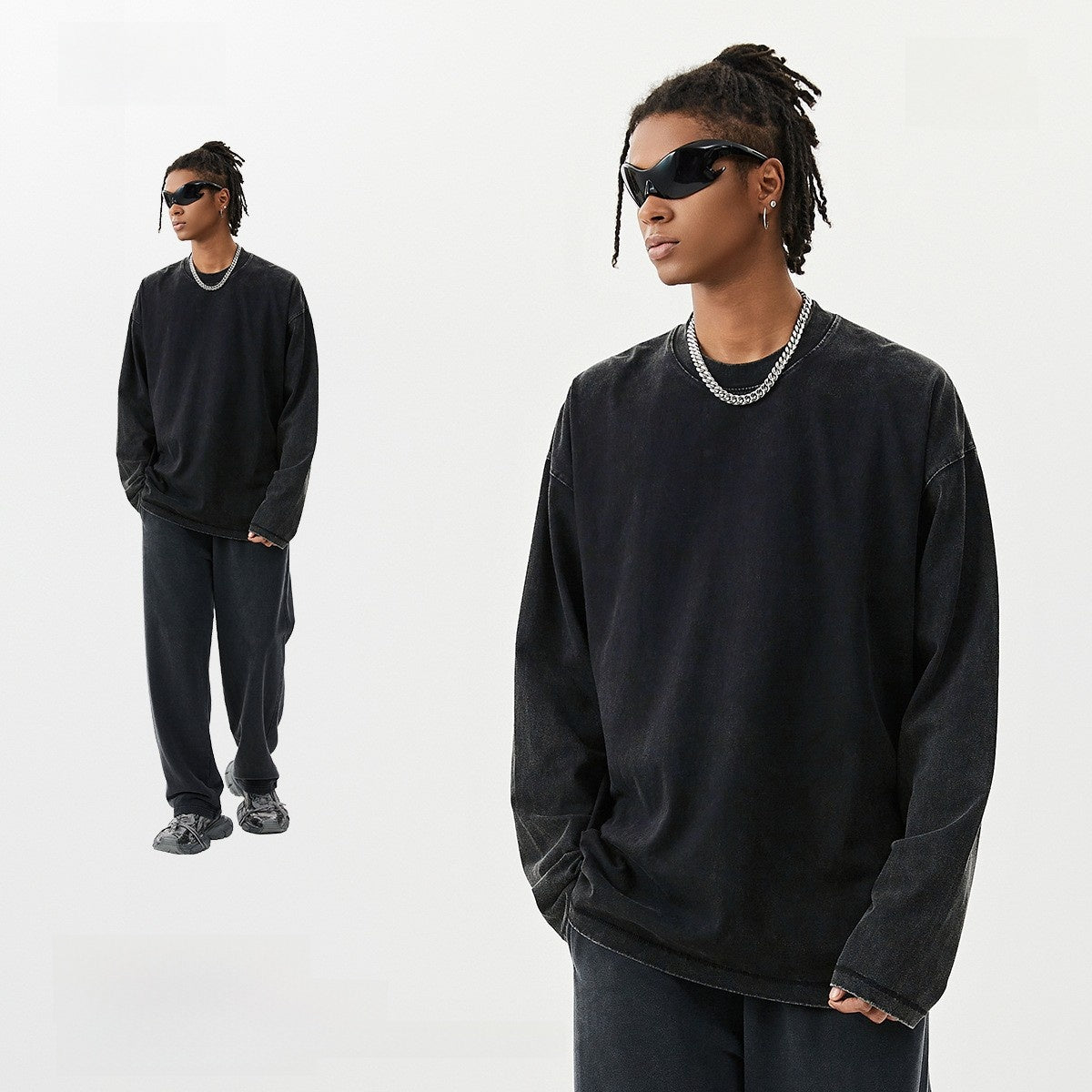 Retro men's long-sleeved T-shirt