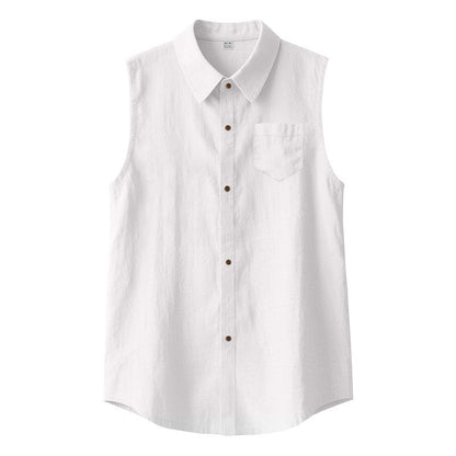 Men's Sleeveless Linen Shirt Vest