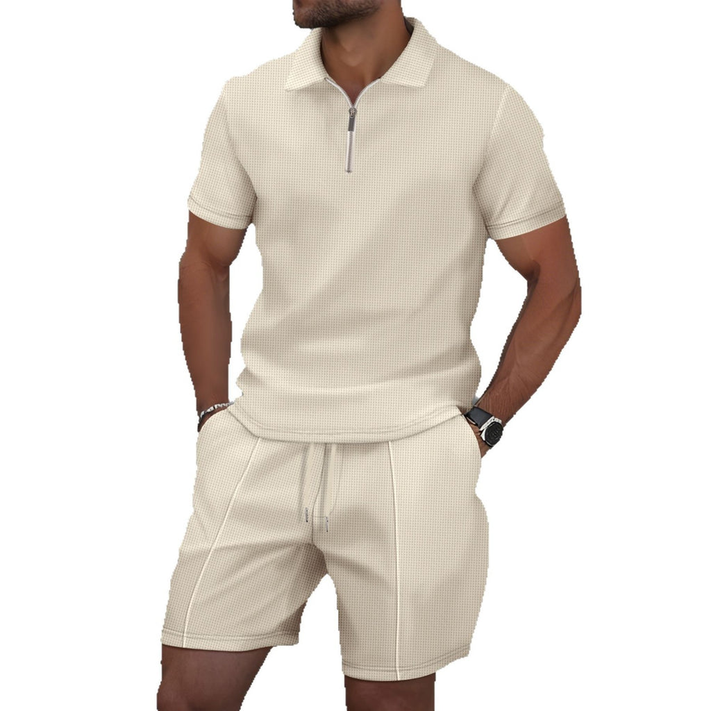 Men's Waffle Knit Short Sleeve and Shorts Set