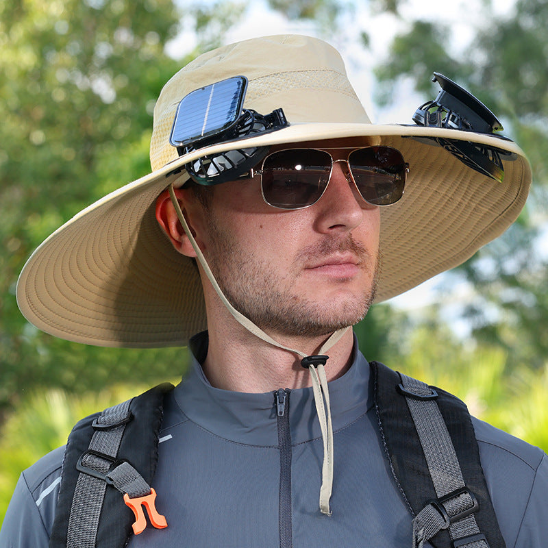 Solar Rechargeable Outdoor Cooling Hat with Adjustable Fans