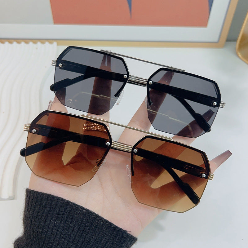 Half Frame Square Sunglasses for Men