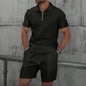 Waffle Fabric Men's Short Sleeve Polo Suit