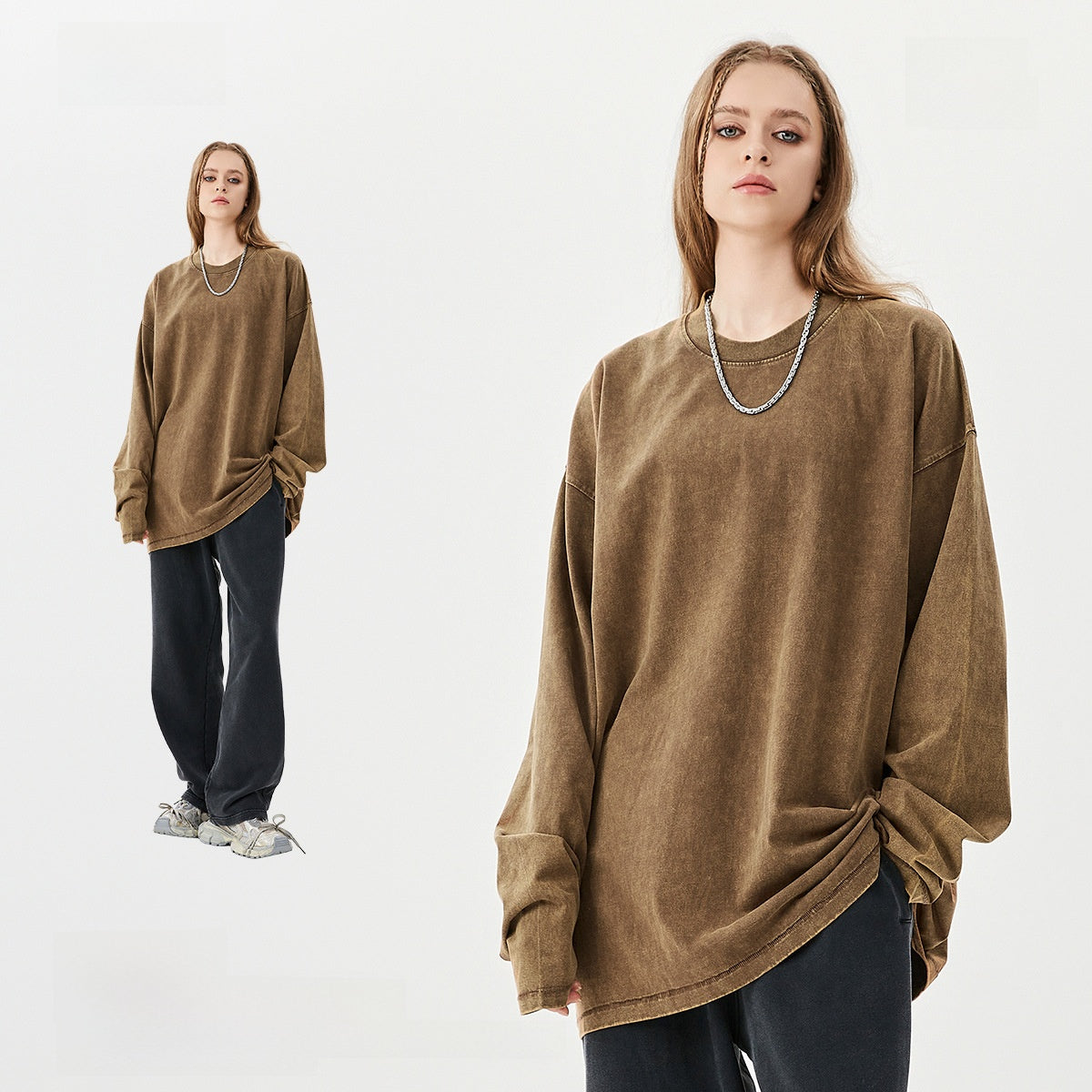 Retro men's long-sleeved T-shirt