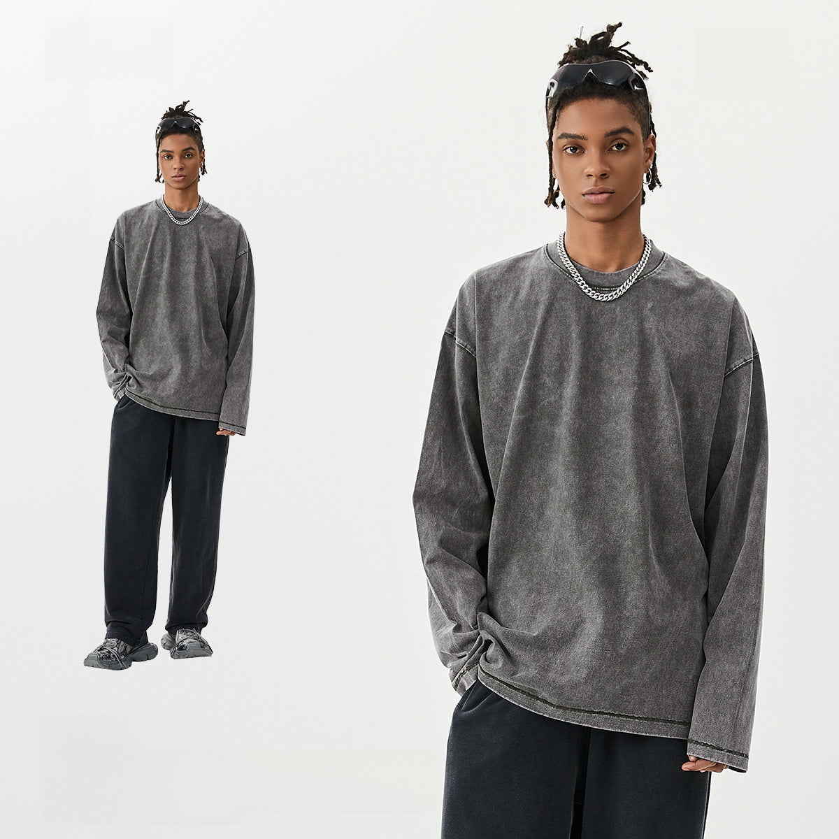 Retro men's long-sleeved T-shirt