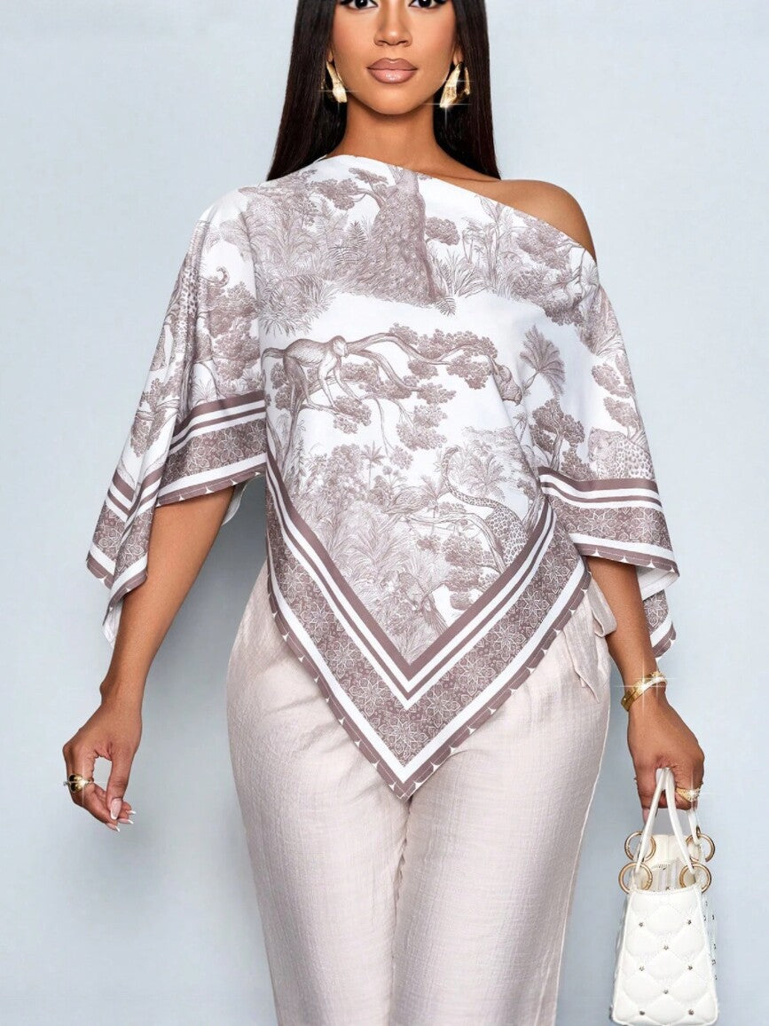 Printed Off-Shoulder Blouse